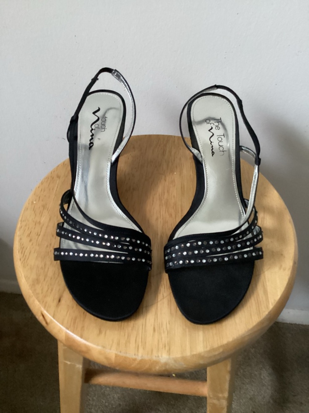 Touch of Nina Black Studded Slingback Heels
